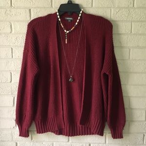 Maroon Boxy Style Cardigan Sweater